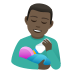 👨🏿‍🍼 man feeding baby: dark skin tone display on JoyPixels